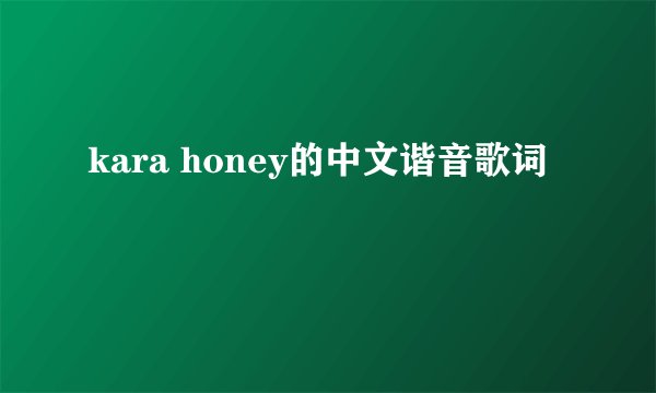 kara honey的中文谐音歌词