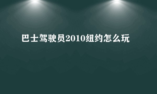 巴士驾驶员2010纽约怎么玩