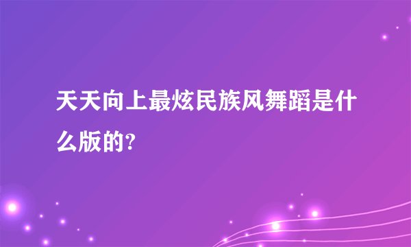 天天向上最炫民族风舞蹈是什么版的?