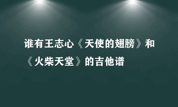 谁有王志心《天使的翅膀》和《火柴天堂》的吉他谱