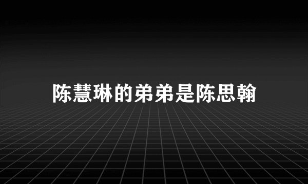 陈慧琳的弟弟是陈思翰