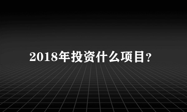2018年投资什么项目？