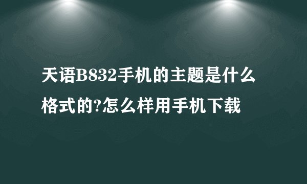天语B832手机的主题是什么格式的?怎么样用手机下载