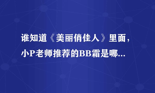 谁知道《美丽俏佳人》里面，小P老师推荐的BB霜是哪个牌子的，价钱是多少？？