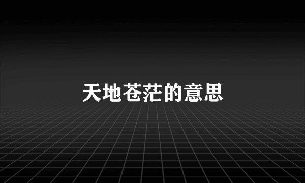 天地苍茫的意思