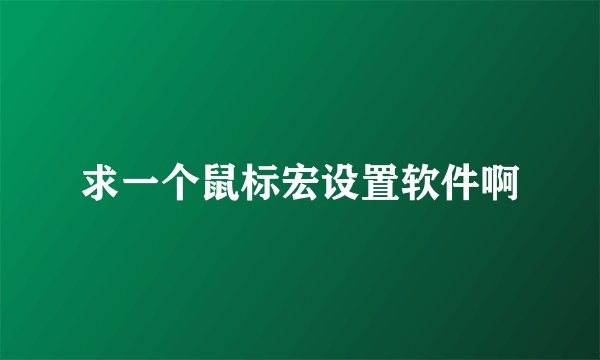 求一个鼠标宏设置软件啊