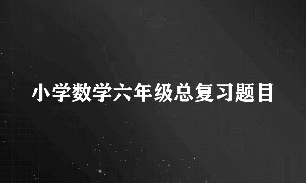 小学数学六年级总复习题目