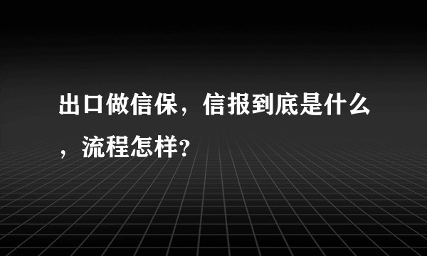 出口做信保，信报到底是什么，流程怎样？
