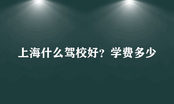 上海什么驾校好？学费多少