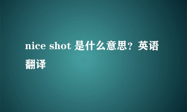 nice shot 是什么意思?英语翻译