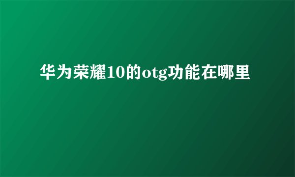 华为荣耀10的otg功能在哪里