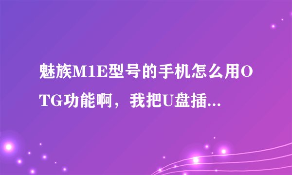 魅族M1E型号的手机怎么用OTG功能啊，我把U盘插上去没反应，也不知道在哪里找，有谁知道吗