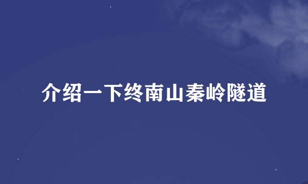 介绍一下终南山秦岭隧道
