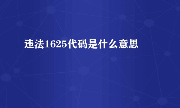违法1625代码是什么意思
