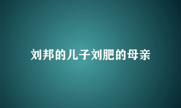 刘邦的儿子刘肥的母亲