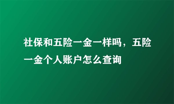 社保和五险一金一样吗，五险一金个人账户怎么查询