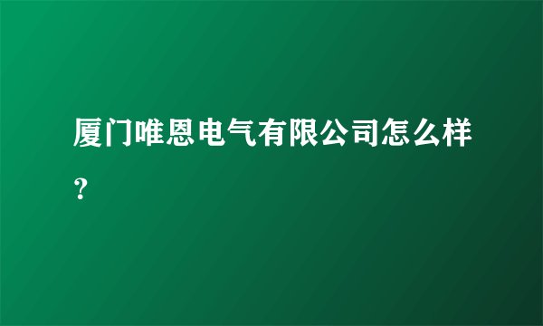 厦门唯恩电气有限公司怎么样？