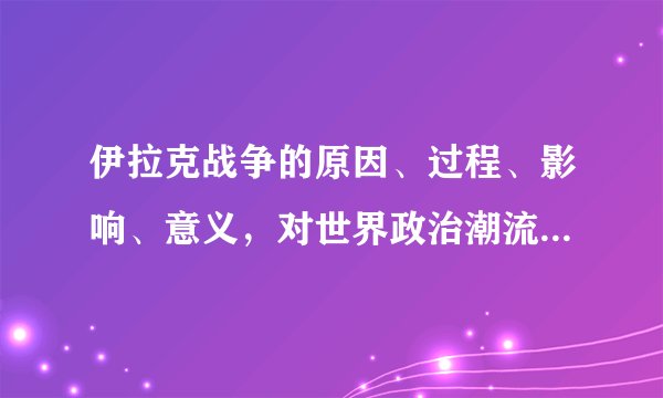 伊拉克战争的原因、过程、影响、意义，对世界政治潮流的影响？