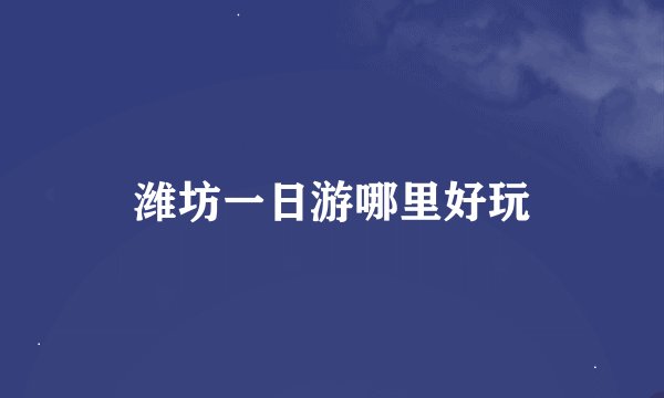 潍坊一日游哪里好玩