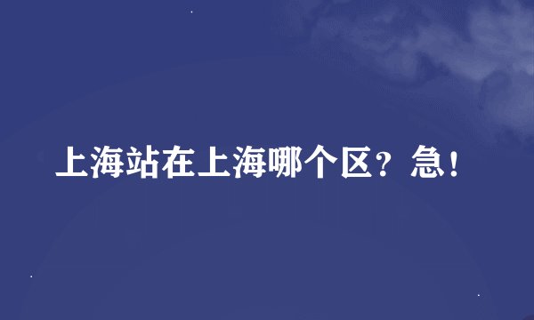 上海站在上海哪个区？急！