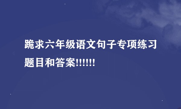 跪求六年级语文句子专项练习题目和答案!!!!!!