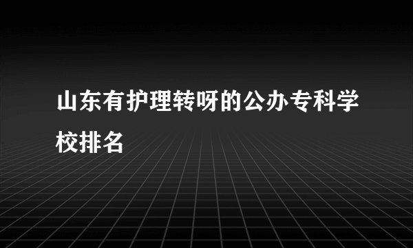 山东有护理转呀的公办专科学校排名