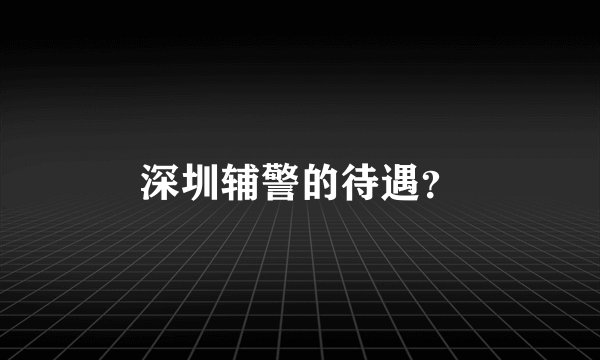 深圳辅警的待遇？