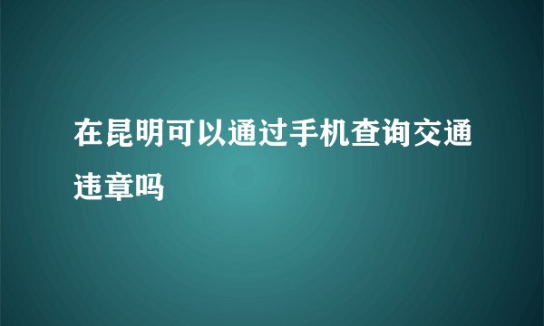 在昆明可以通过手机查询交通违章吗