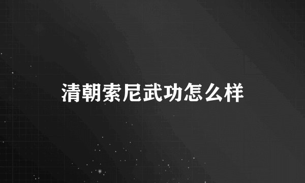 清朝索尼武功怎么样