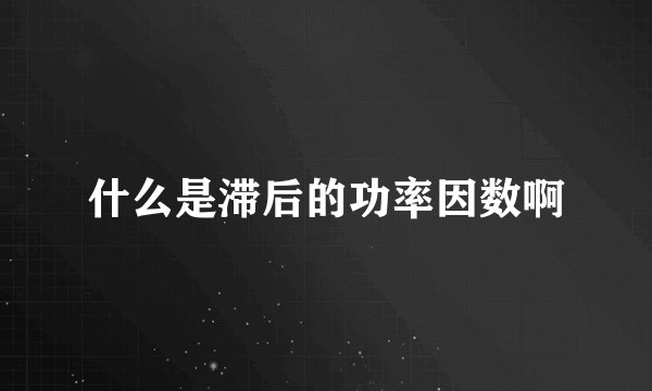 什么是滞后的功率因数啊