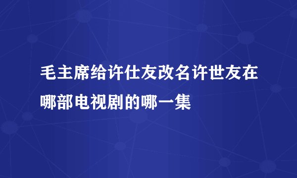 毛主席给许仕友改名许世友在哪部电视剧的哪一集