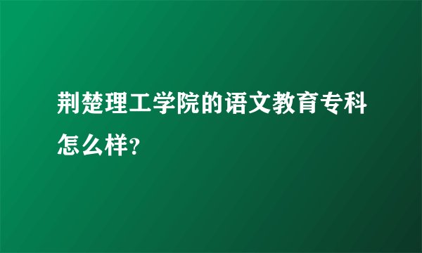 荆楚理工学院的语文教育专科怎么样？