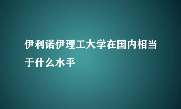 伊利诺伊理工大学在国内相当于什么水平
