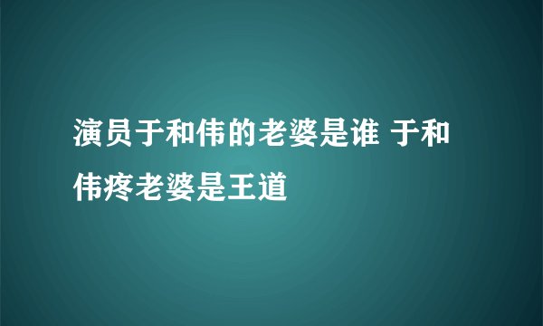 演员于和伟的老婆是谁 于和伟疼老婆是王道
