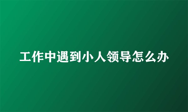 工作中遇到小人领导怎么办