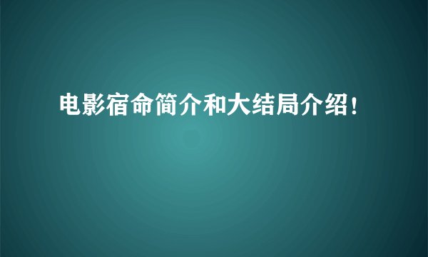 电影宿命简介和大结局介绍！