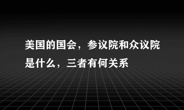 美国的国会，参议院和众议院是什么，三者有何关系
