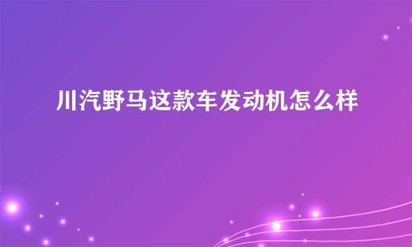 川汽野马这款车发动机怎么样