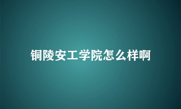 铜陵安工学院怎么样啊