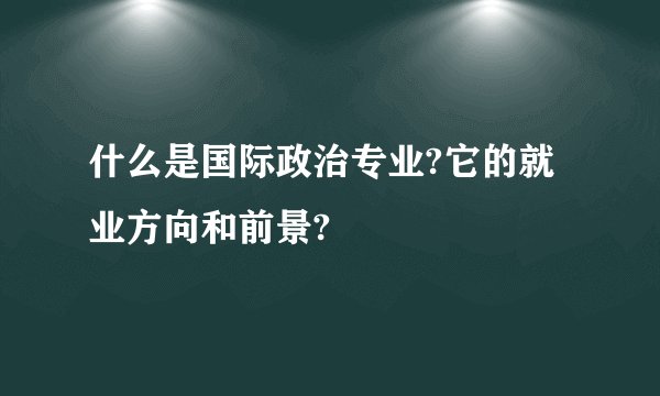 什么是国际政治专业?它的就业方向和前景?