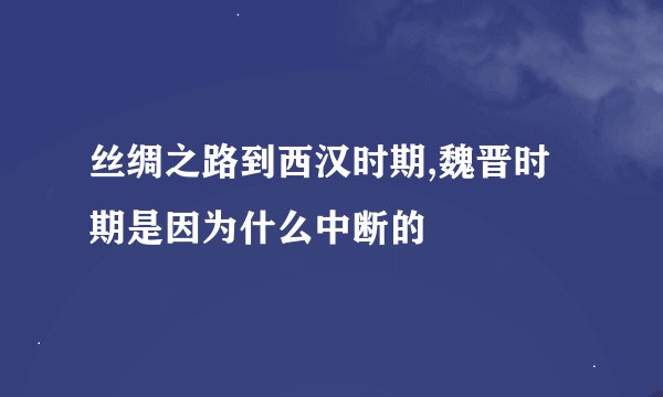 丝绸之路到西汉时期,魏晋时期是因为什么中断的