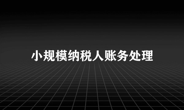 小规模纳税人账务处理