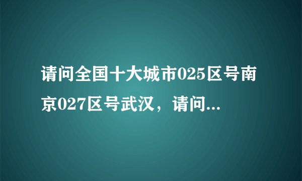 请问全国十大城市025区号南京027区号武汉，请问026是哪？原因是什么？