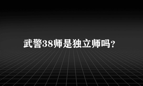 武警38师是独立师吗？