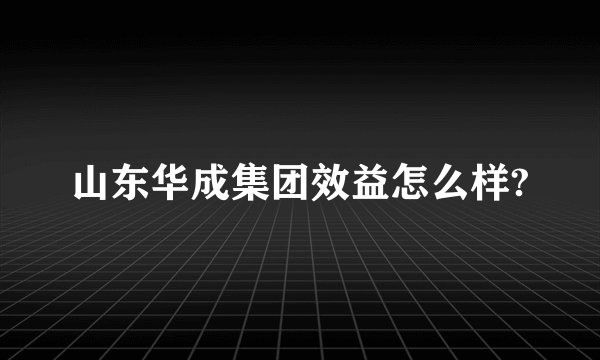 山东华成集团效益怎么样?
