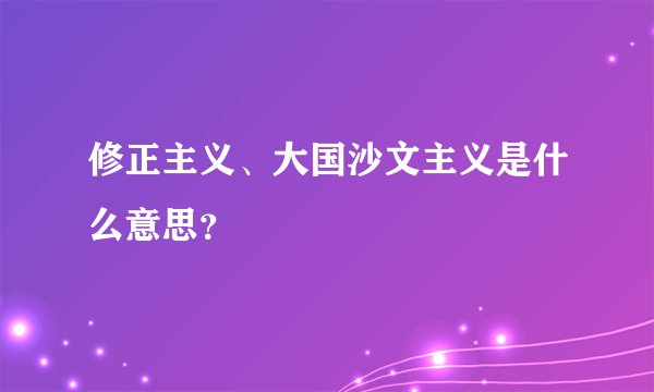 修正主义、大国沙文主义是什么意思？