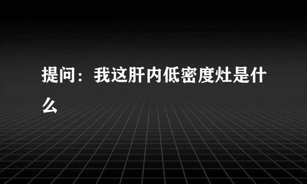 提问：我这肝内低密度灶是什么