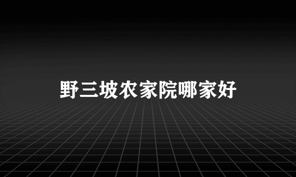 野三坡农家院哪家好