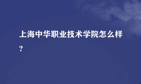 上海中华职业技术学院怎么样？