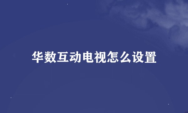 华数互动电视怎么设置
